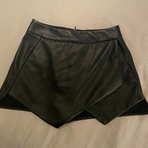 Aqua Leather Wrap Skort